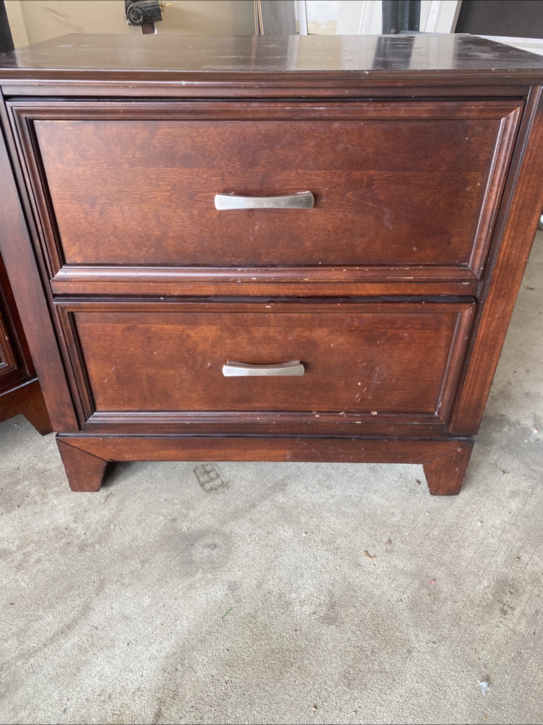 Dark Brown Wooden Dresser with 7 Drawers and 2 drawer nightstand