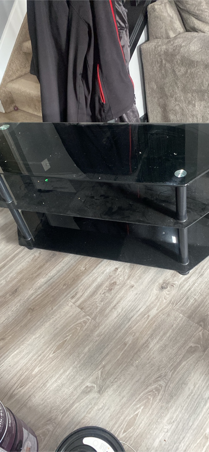 Black 3-Tier Glass Entertainment Unit