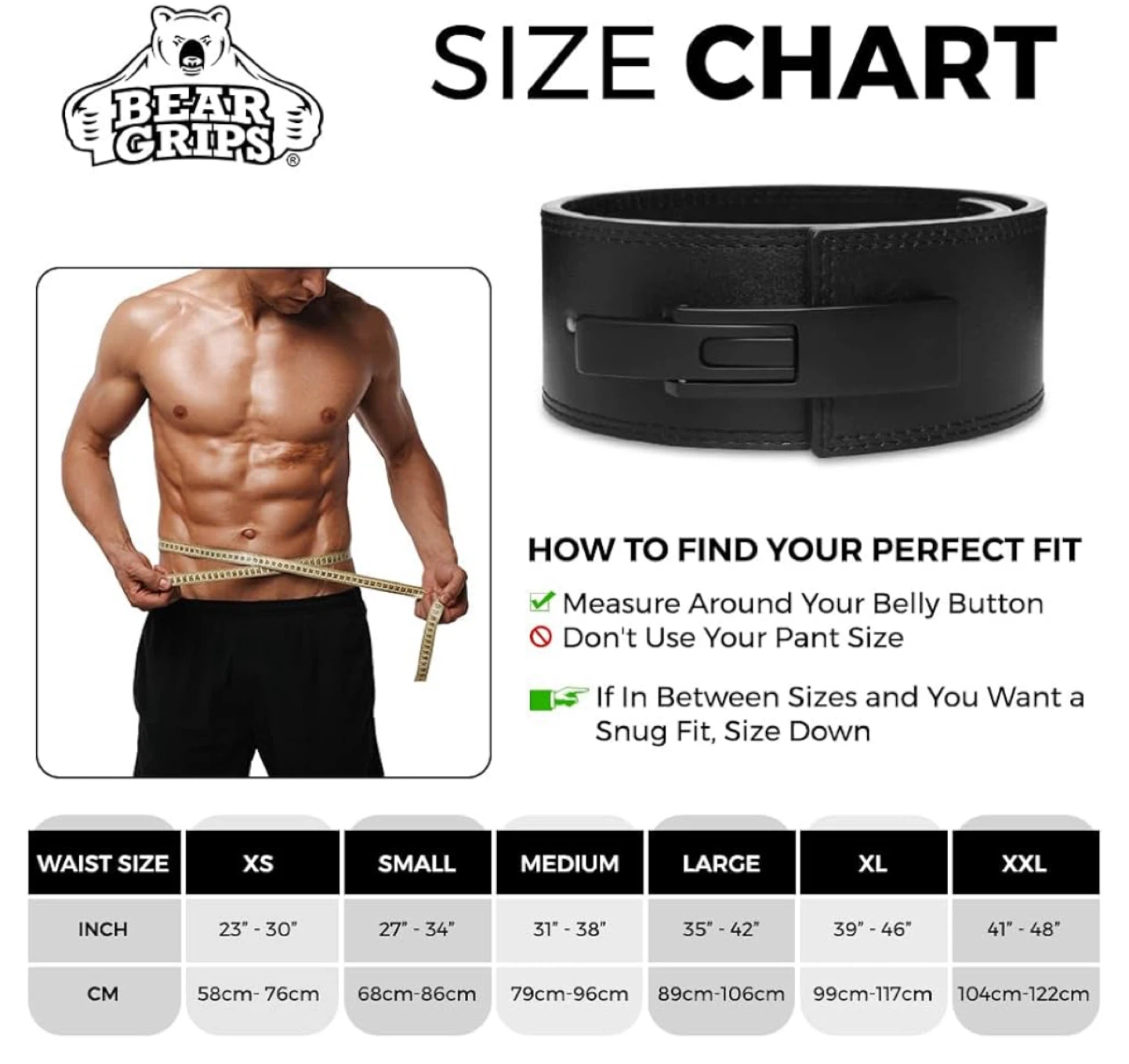 Bear Grips Weightlifting Belt - Size S - photo 2