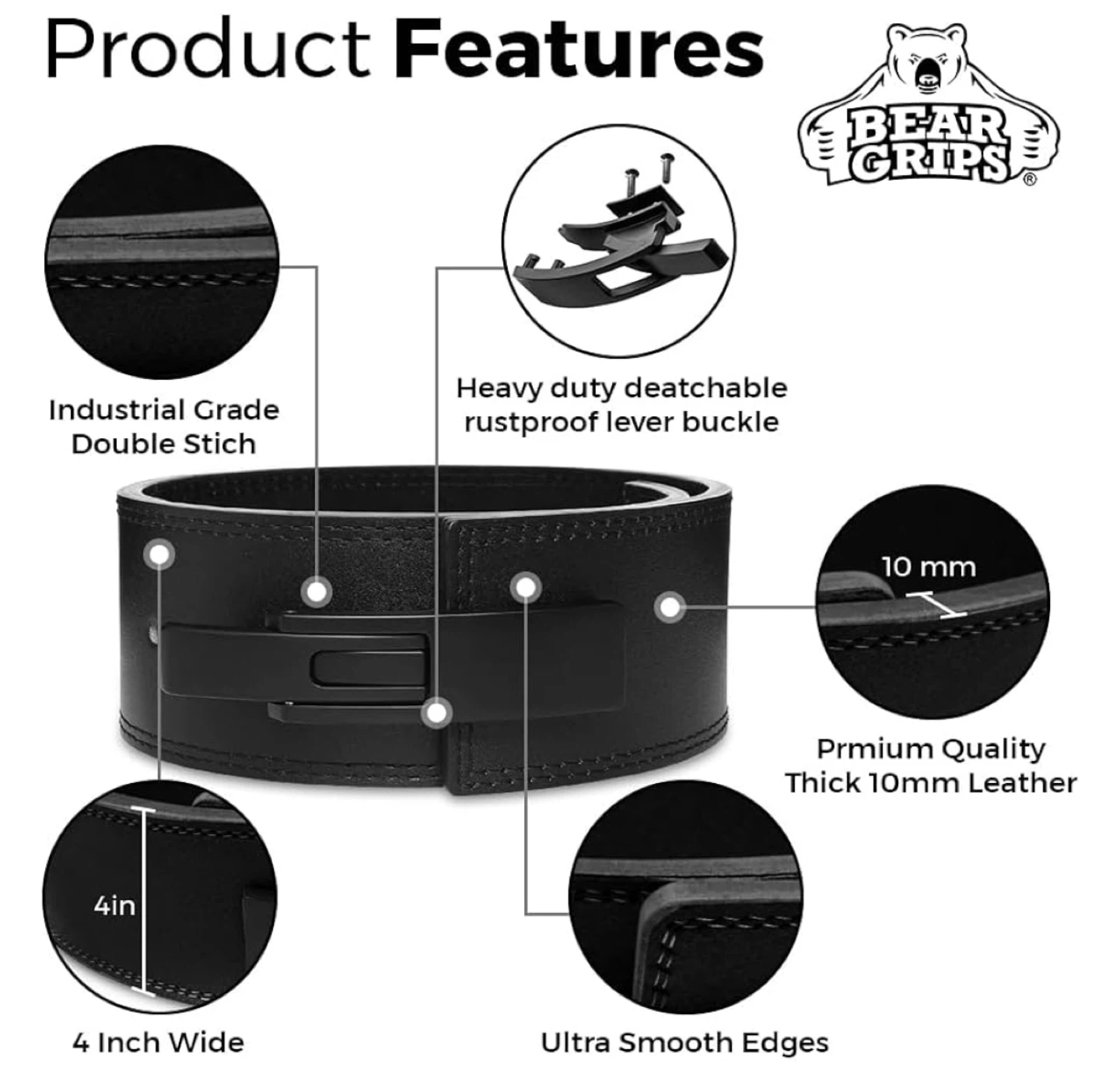 Bear Grips Weightlifting Belt - Size S - photo 5