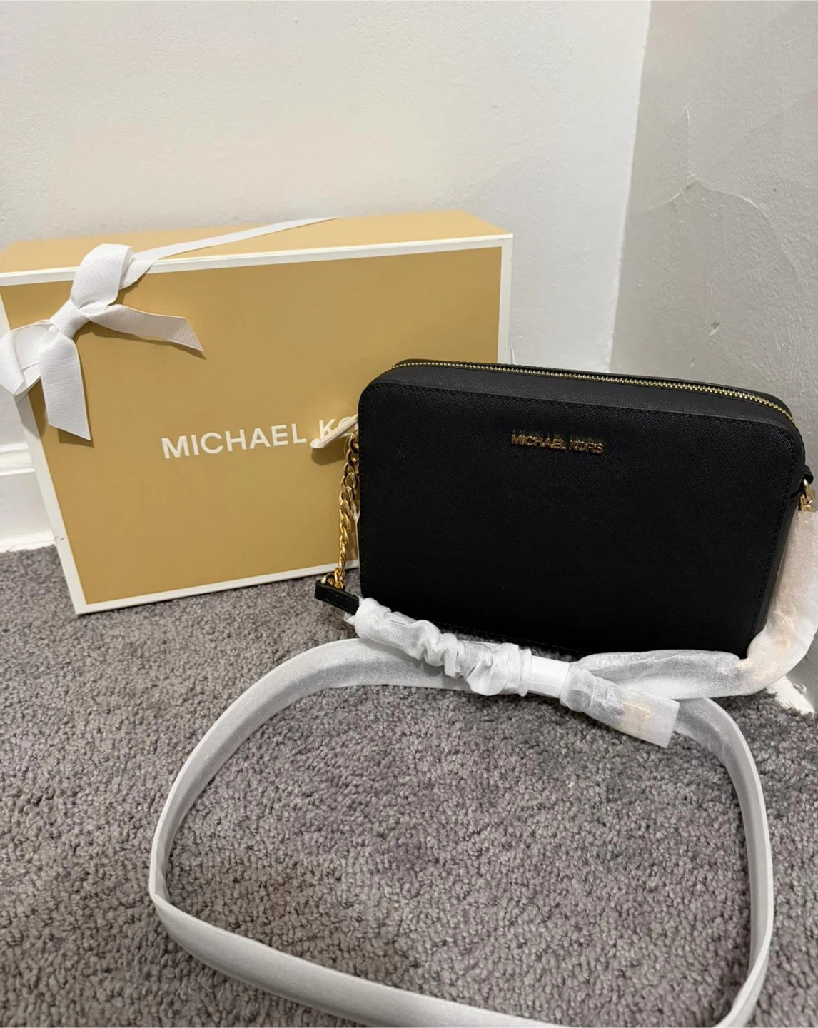 Michael Kors Black Leather Crossbody Bag
