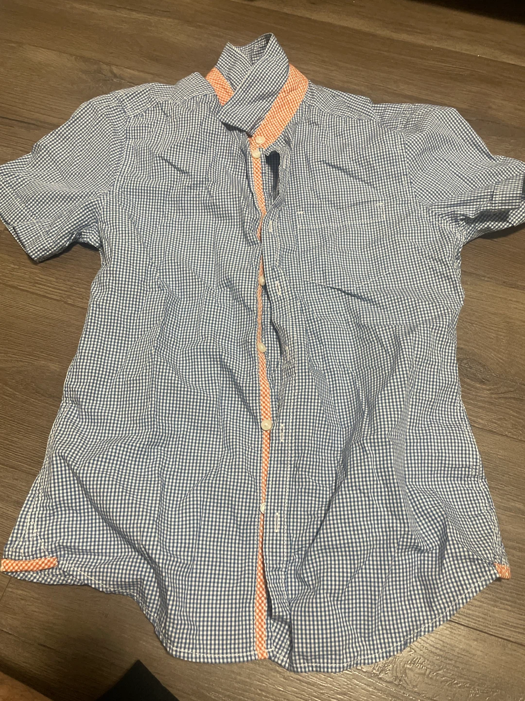 Mexx Men's Gingham Short Sleeve Button-Up Shirt - Blue & White