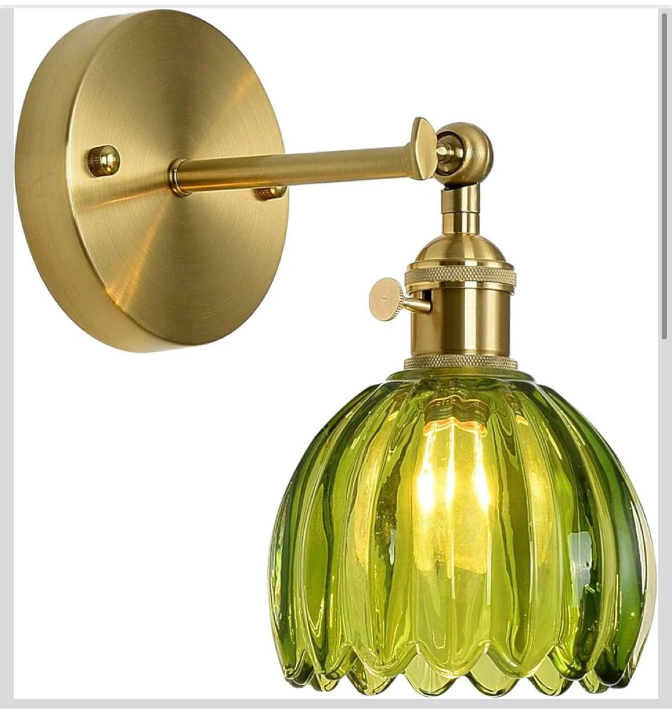 Brass and Green Glass Wall Sconce- brand new in box - photo 2