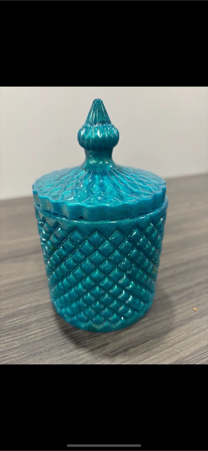 Teal Decorative Jar with Lid