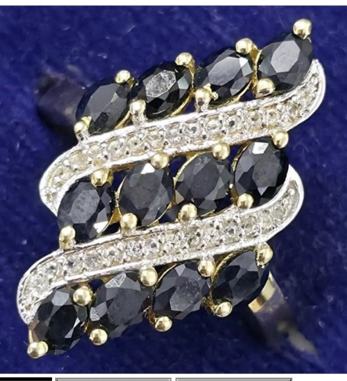 Blue Sapphire White Topaz Ring