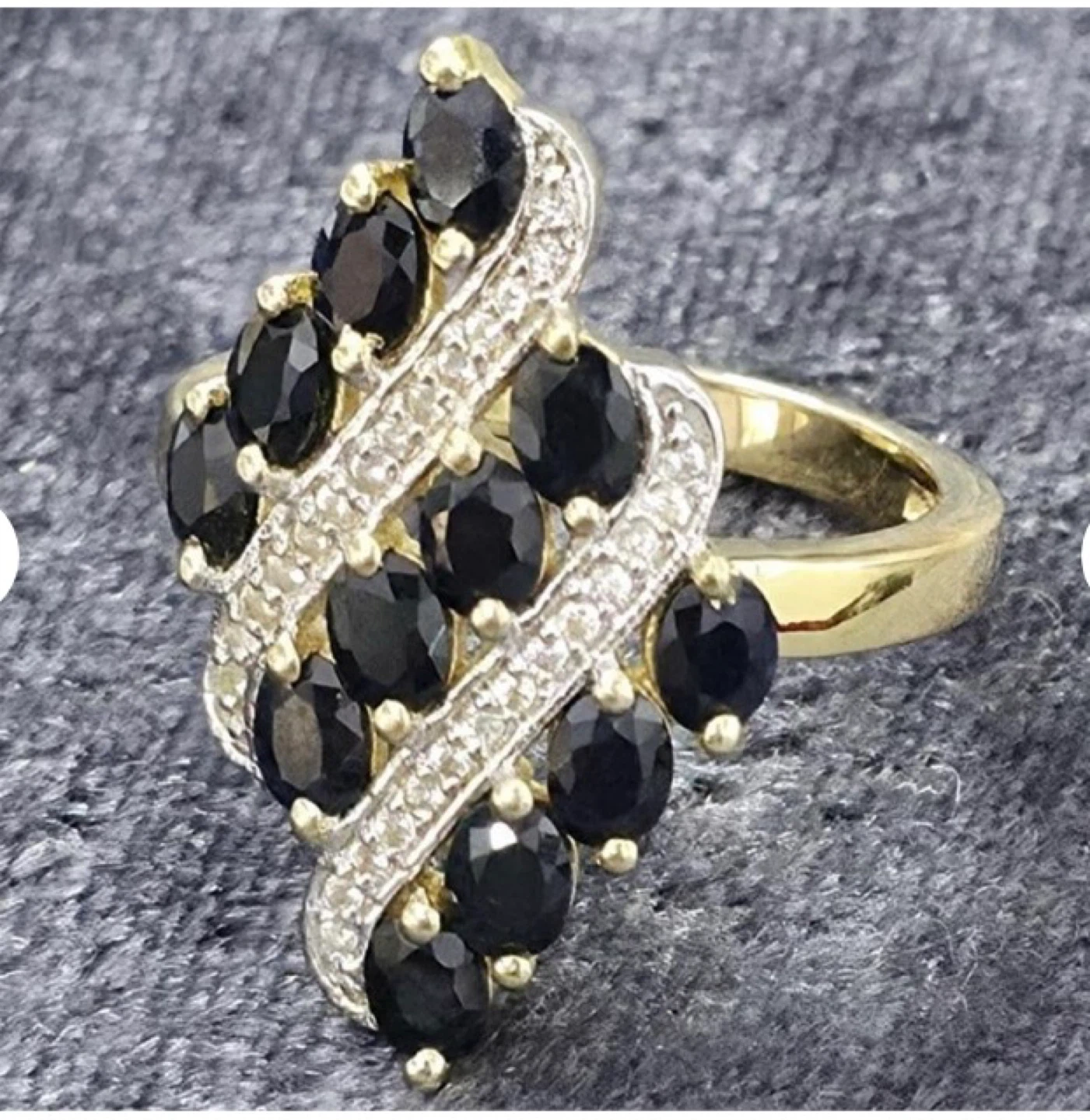 Blue Sapphire White Topaz Ring - photo 2