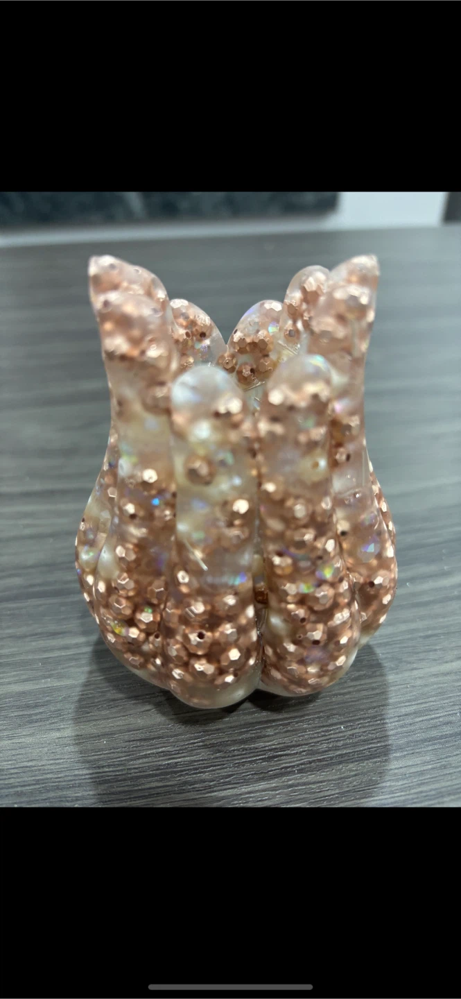 Rose Gold Glitter Resin flower pot