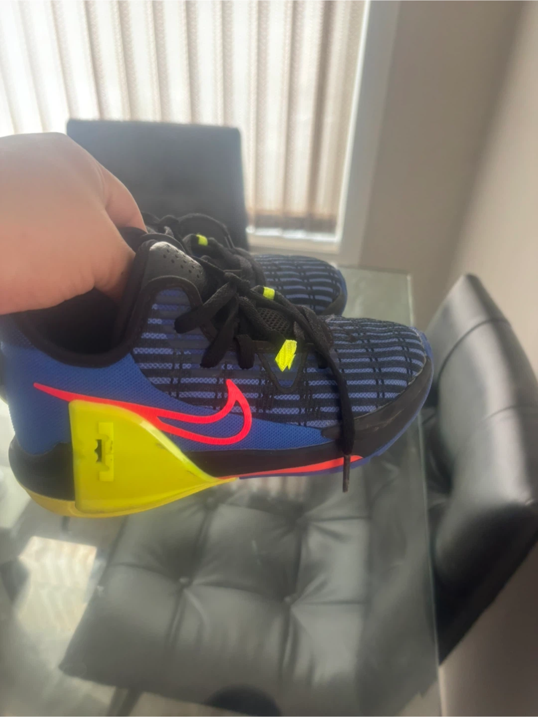 Nike Kids Basketball Shoes Blue Yellow Size 5Y - photo 3