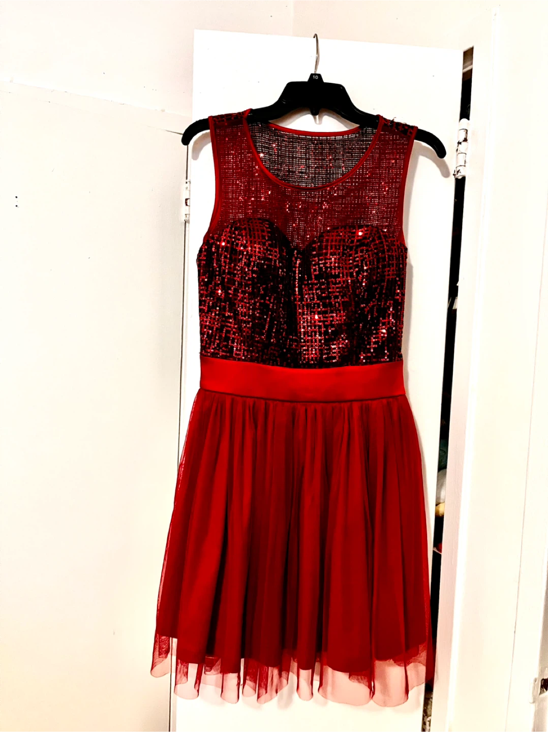 Red Sequin Fit bust and Flare Tulle Dress - photo 3