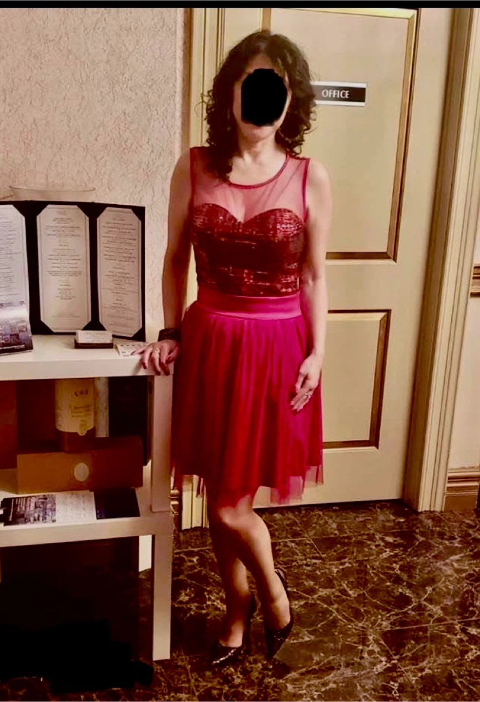 Red Sequin Fit bust and Flare Tulle Dress
