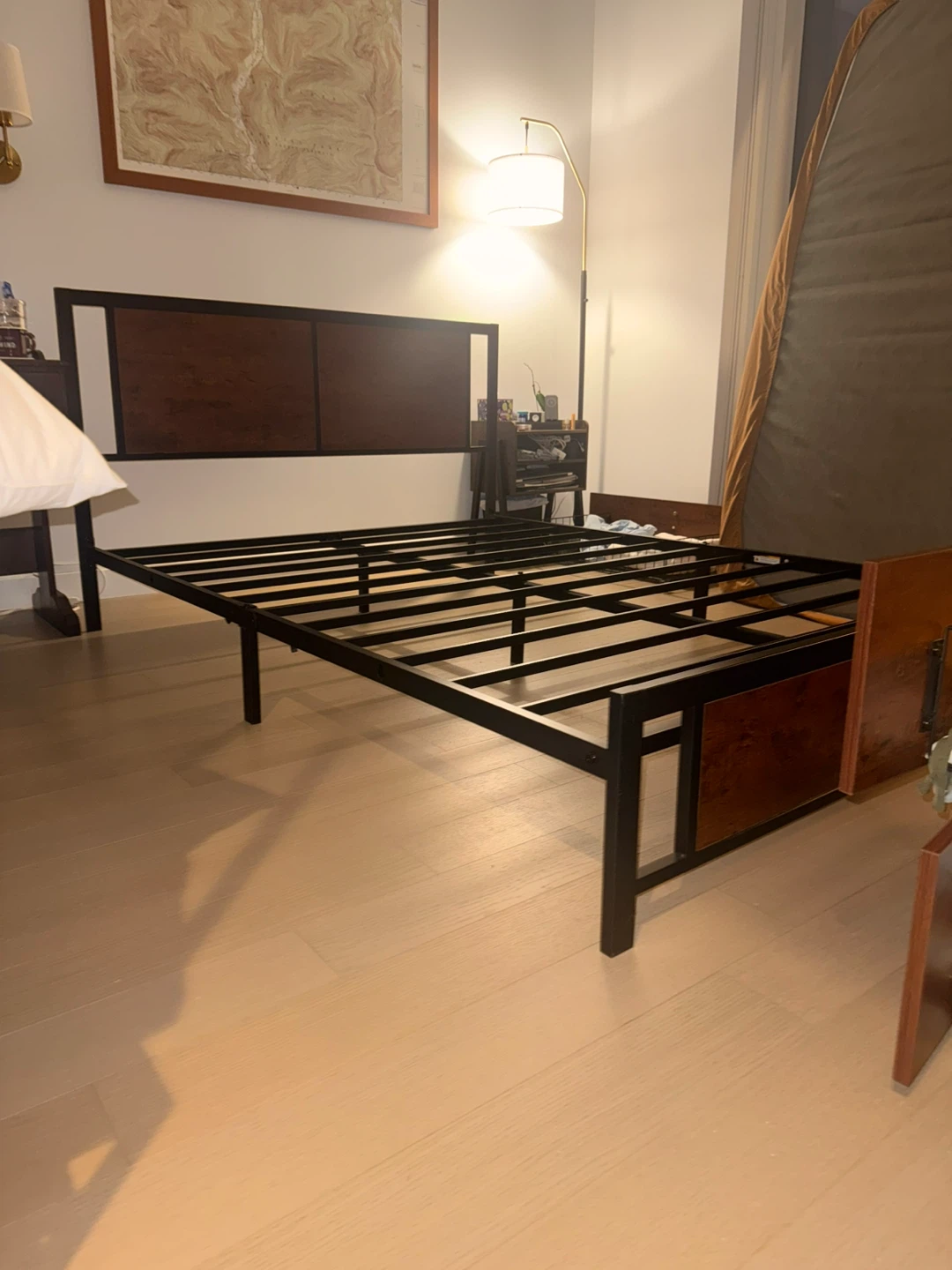 Queen Metal Bed Frame with Wood Headboard - photo 2