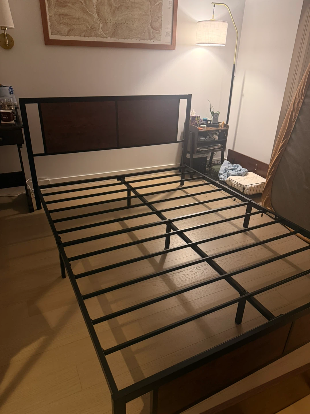 Queen Metal Bed Frame with Wood Headboard - photo 4