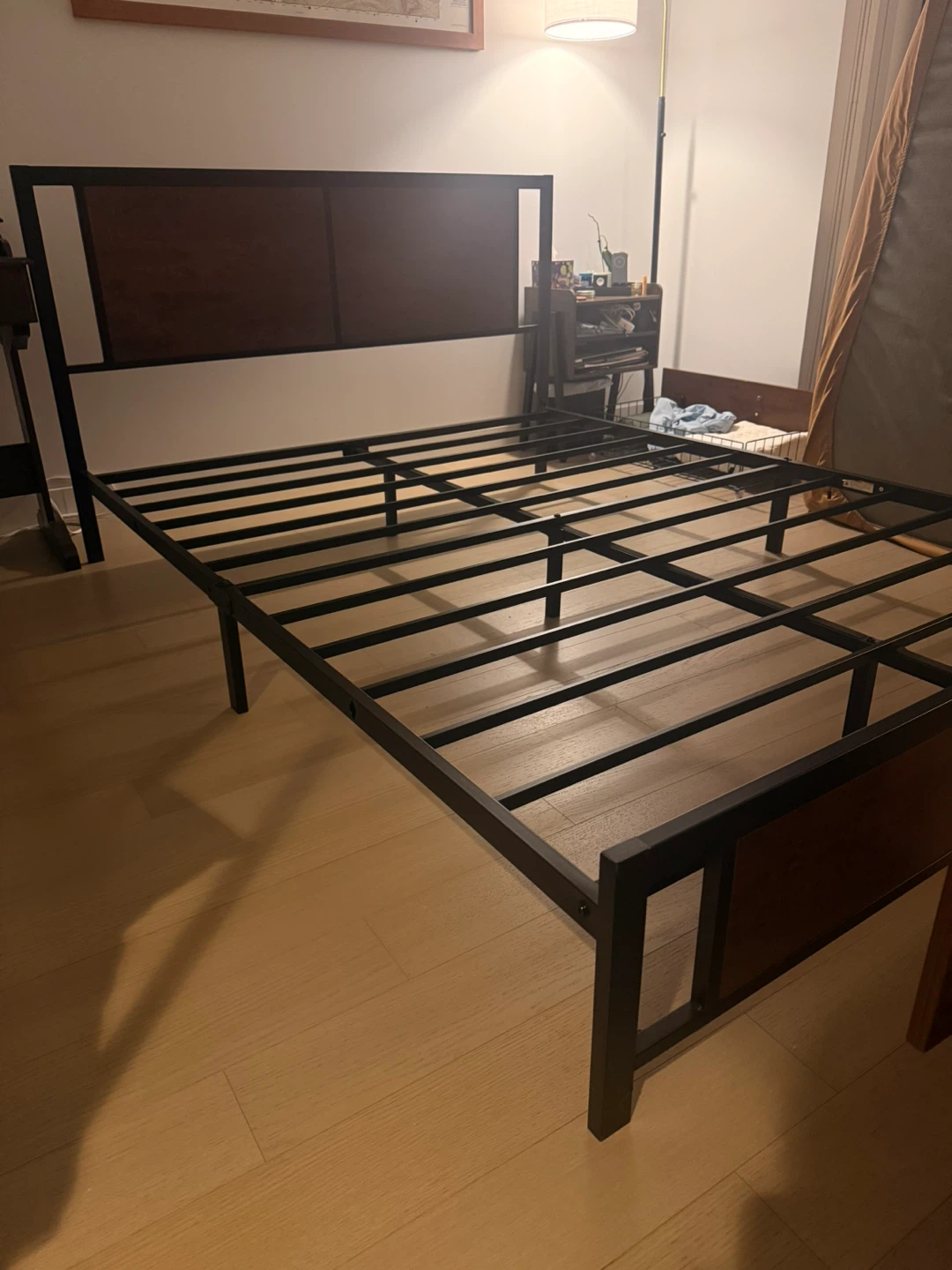 Queen Metal Bed Frame with Wood Headboard - photo 3
