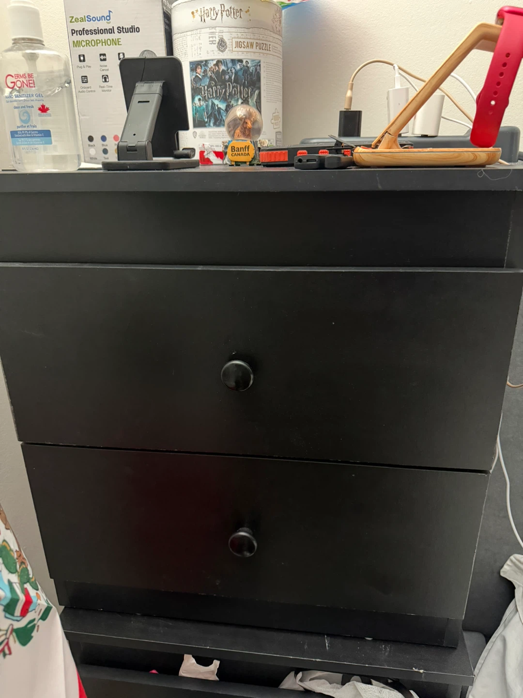 Black 2-Drawer Nightstand