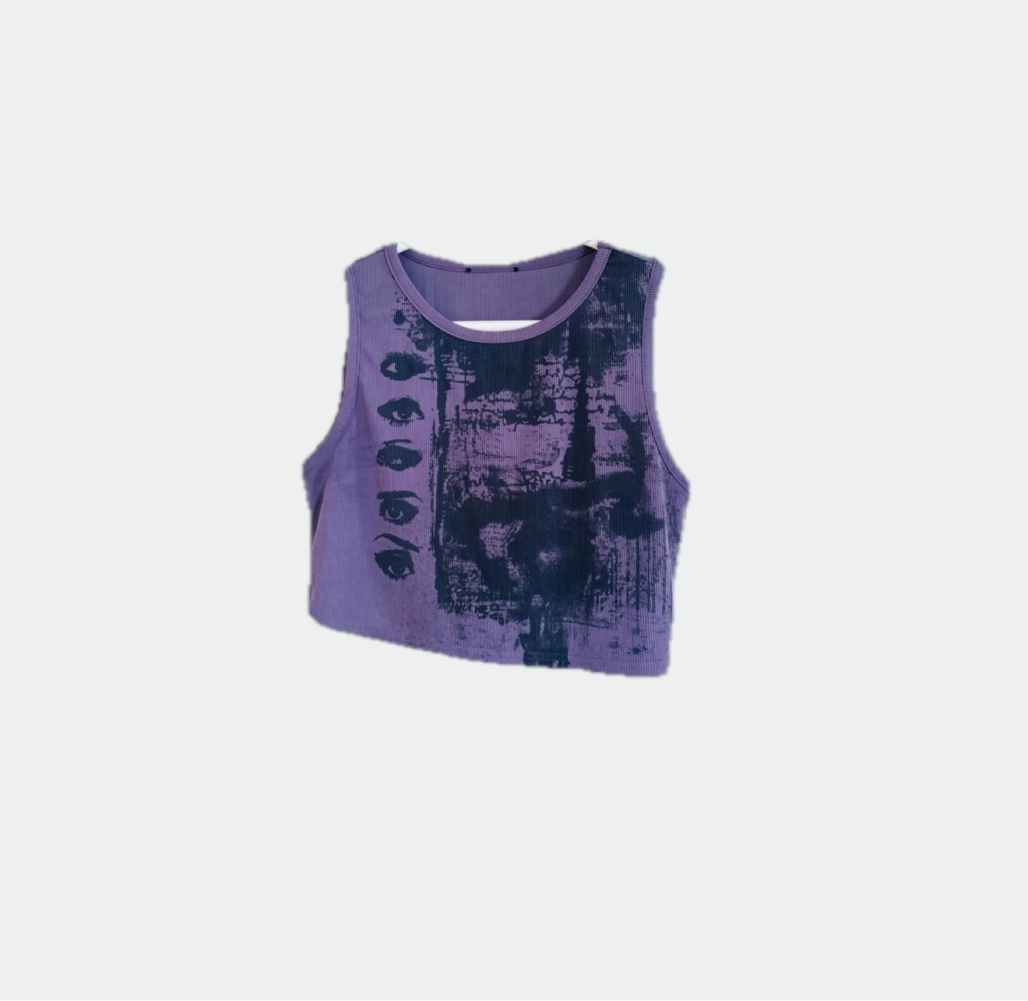 Purple Graphic Print Cropped Tank Top