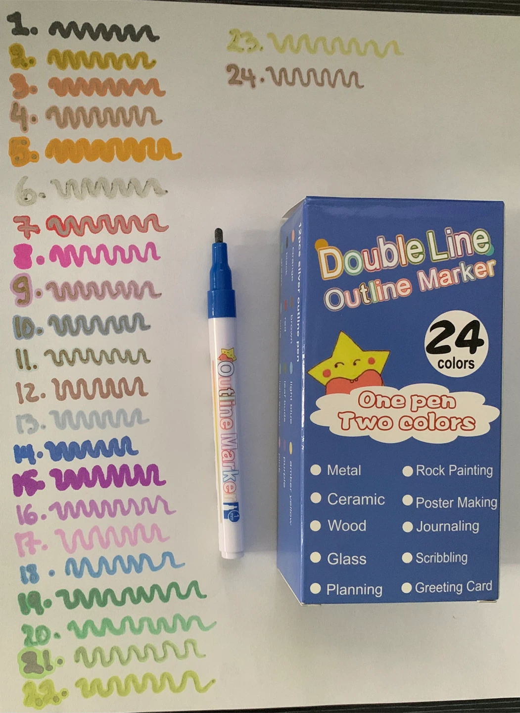 Double Line Outline Markers - 20 and 24 Colors
