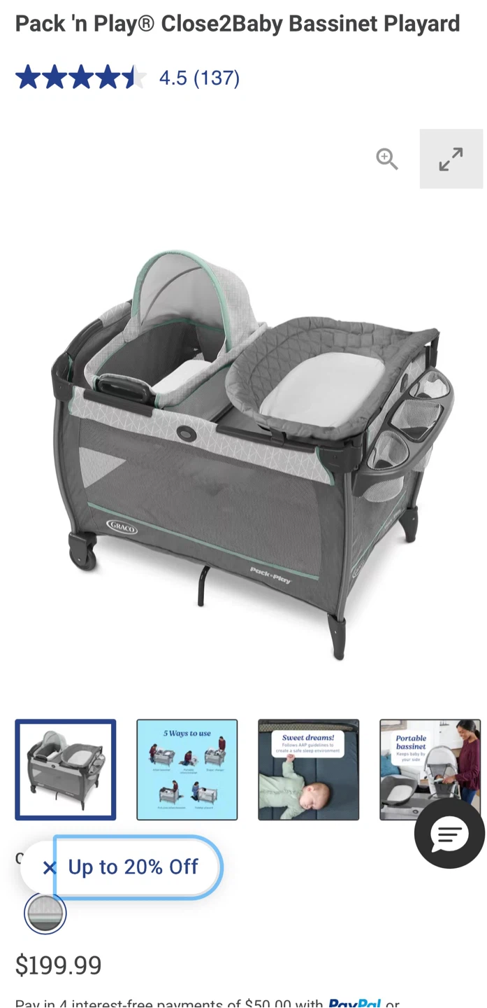 Graco Pack 'n Play Close2Baby Bassinet Playard