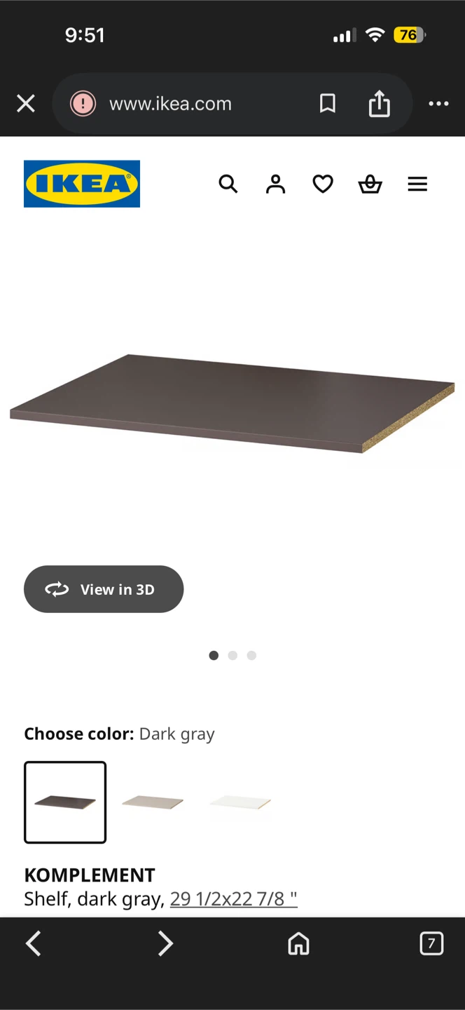 IKEA KOMPLEMENT Shelf, Dark Gray, 29 1/2x22 7/8 " - photo 2