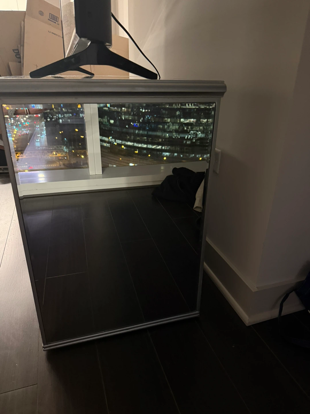 Mirrored TV Stand with Cabinet Doors - photo 3