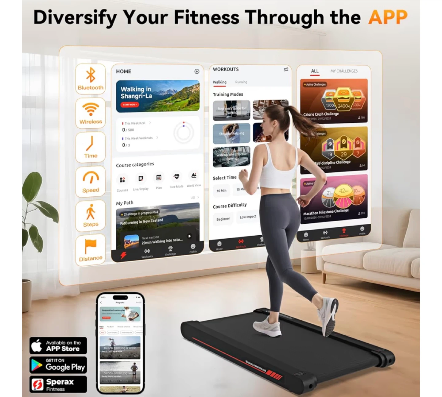 Sperax 4 in 1 Walking Vibration Pad Treadmill - photo 2