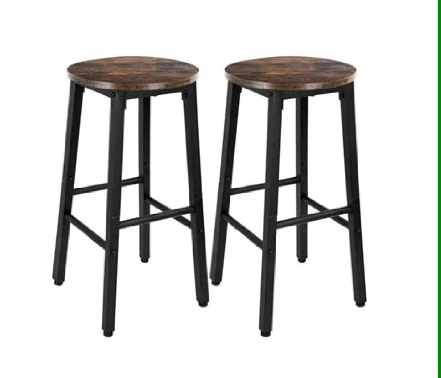 Set of 2 Rustic Brown & Black Bar Stools - photo 3