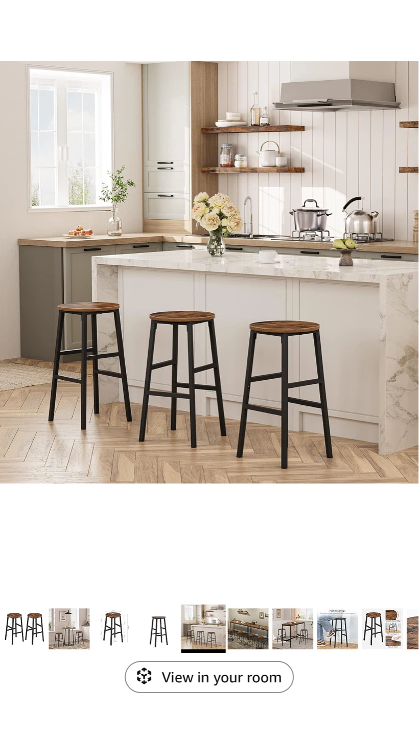 Set of 2 Rustic Brown & Black Bar Stools - photo 4
