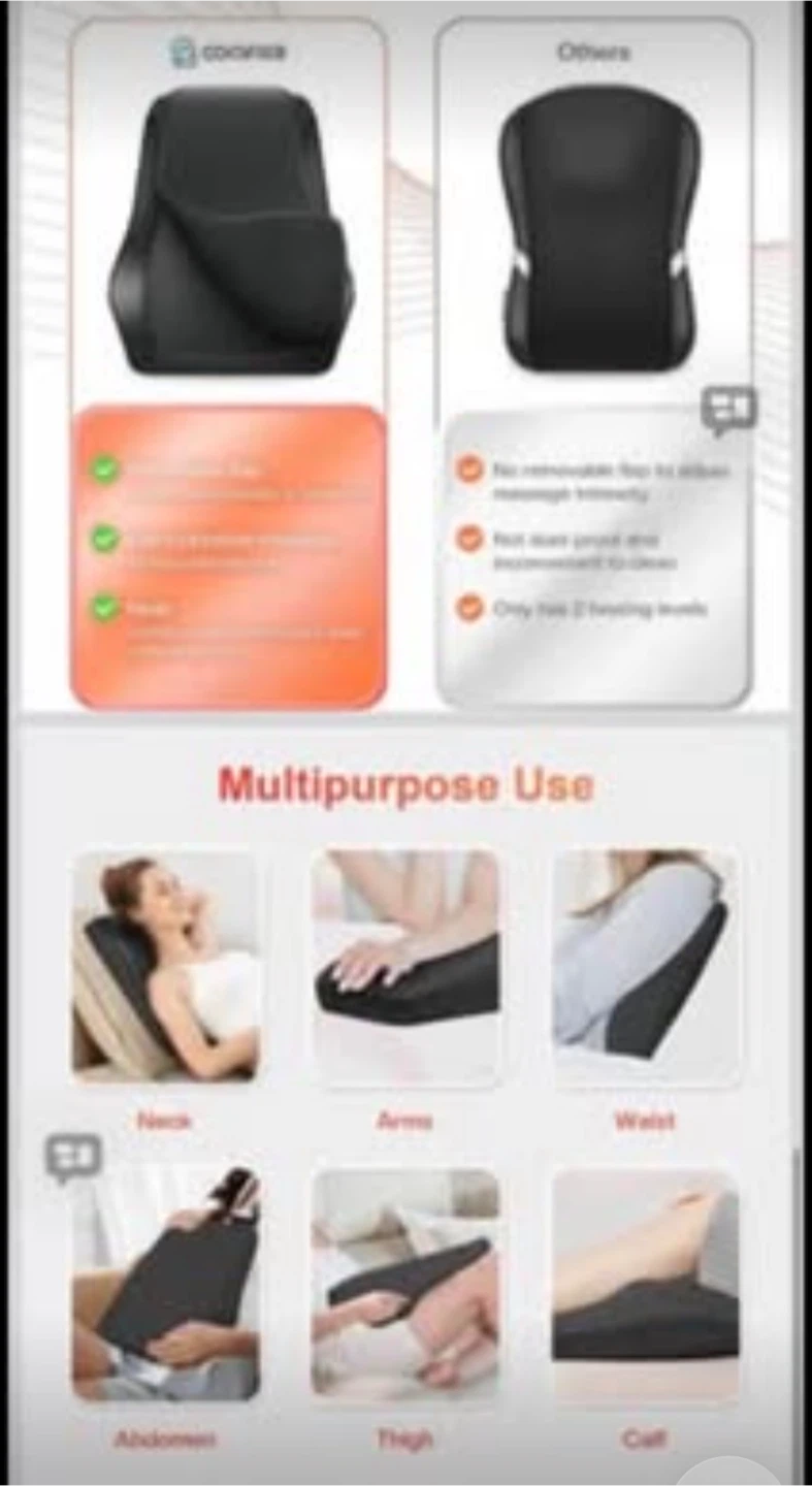 Shiatsu Massage Pillow with Heat - photo 4