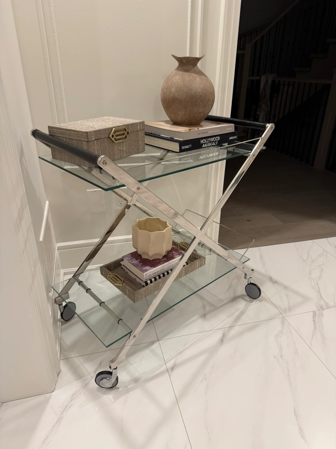 Glass and Chrome Bar Cart