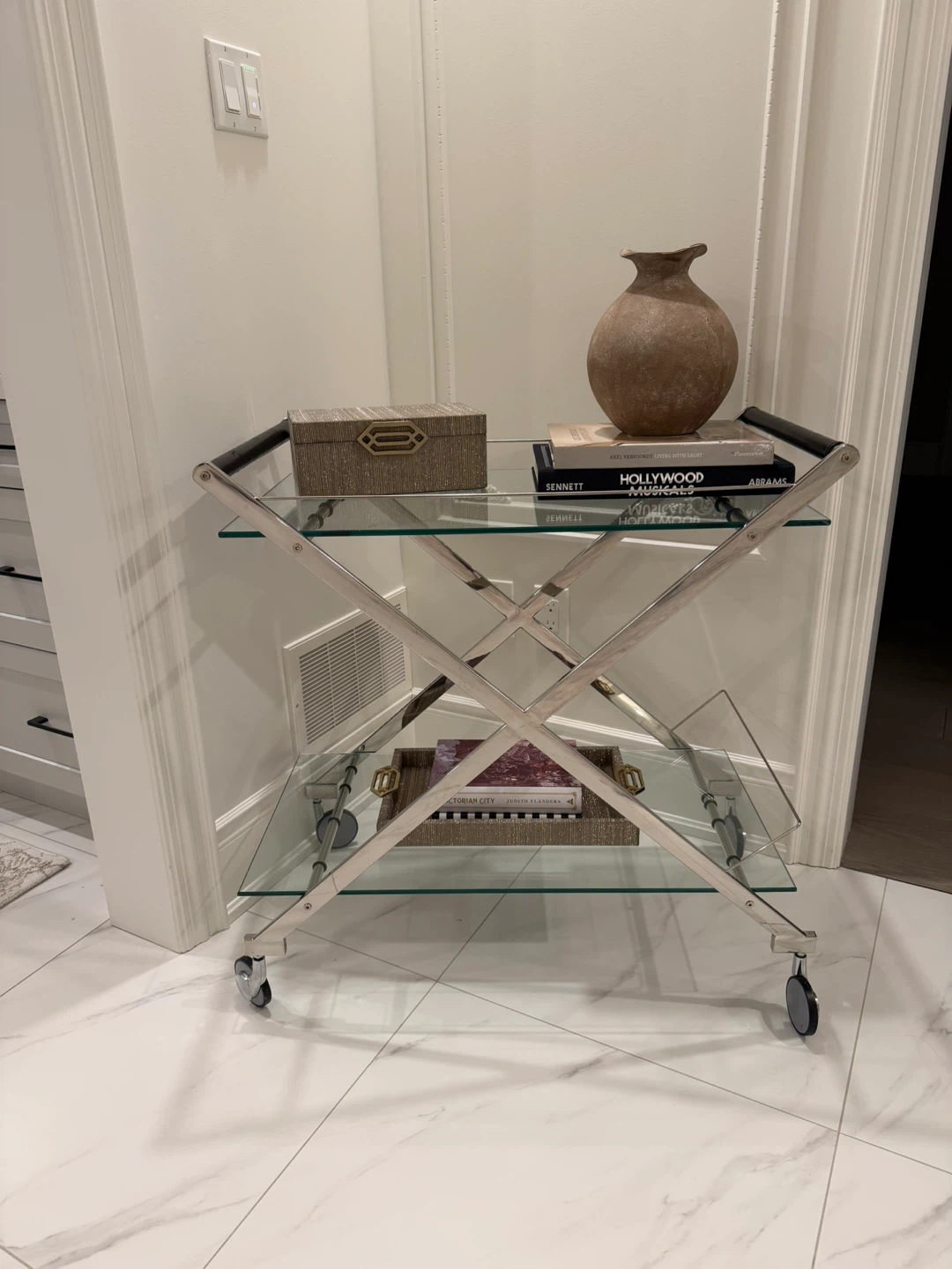 Glass and Chrome Bar Cart - photo 3