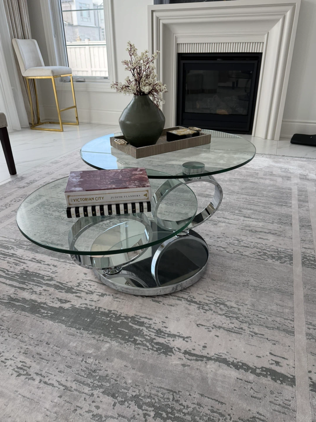 Glass and Chrome Oval Coffee Table $210 - photo 4