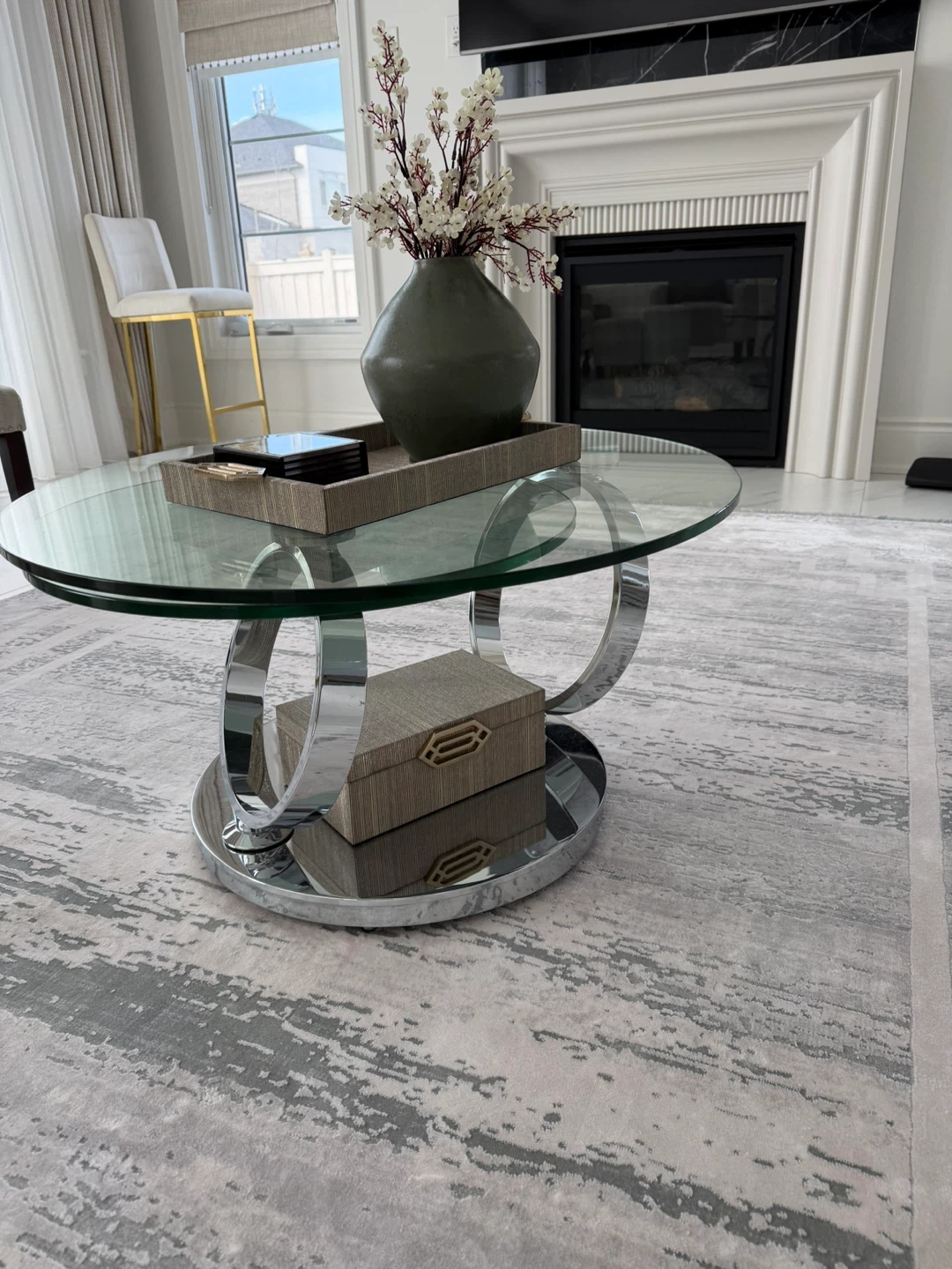 Glass and Chrome Oval Coffee Table $210 - photo 2