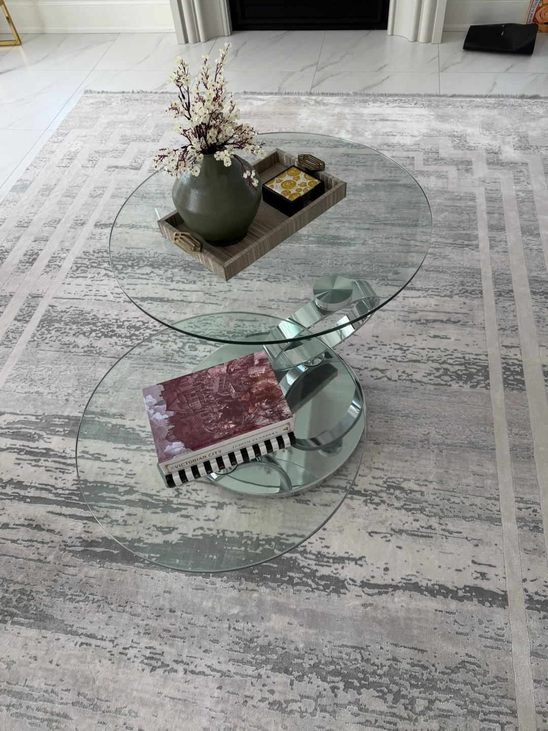 Glass and Chrome Oval Coffee Table $210 - photo 3
