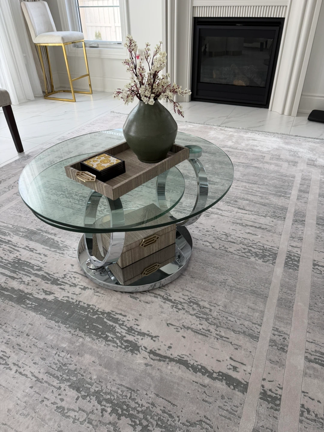 Glass and Chrome Oval Coffee Table $210 - photo 5