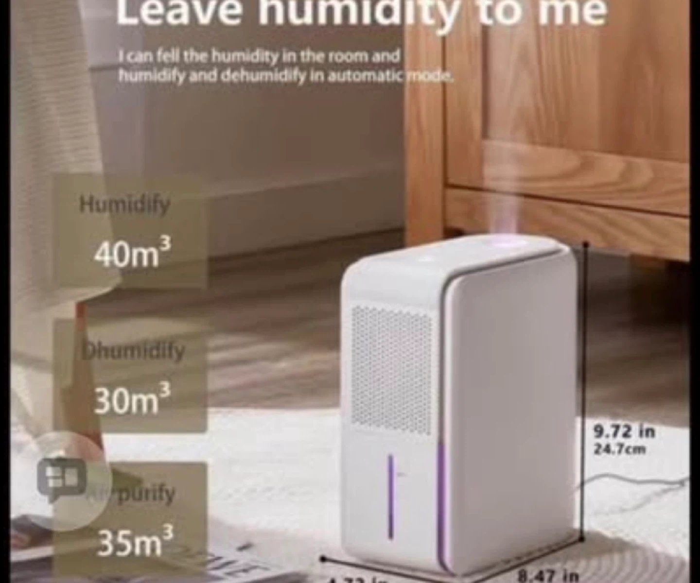 3 in 1 Humidifier, Dehumidifier, Aroma Diffuser, Air Purifier - photo 3