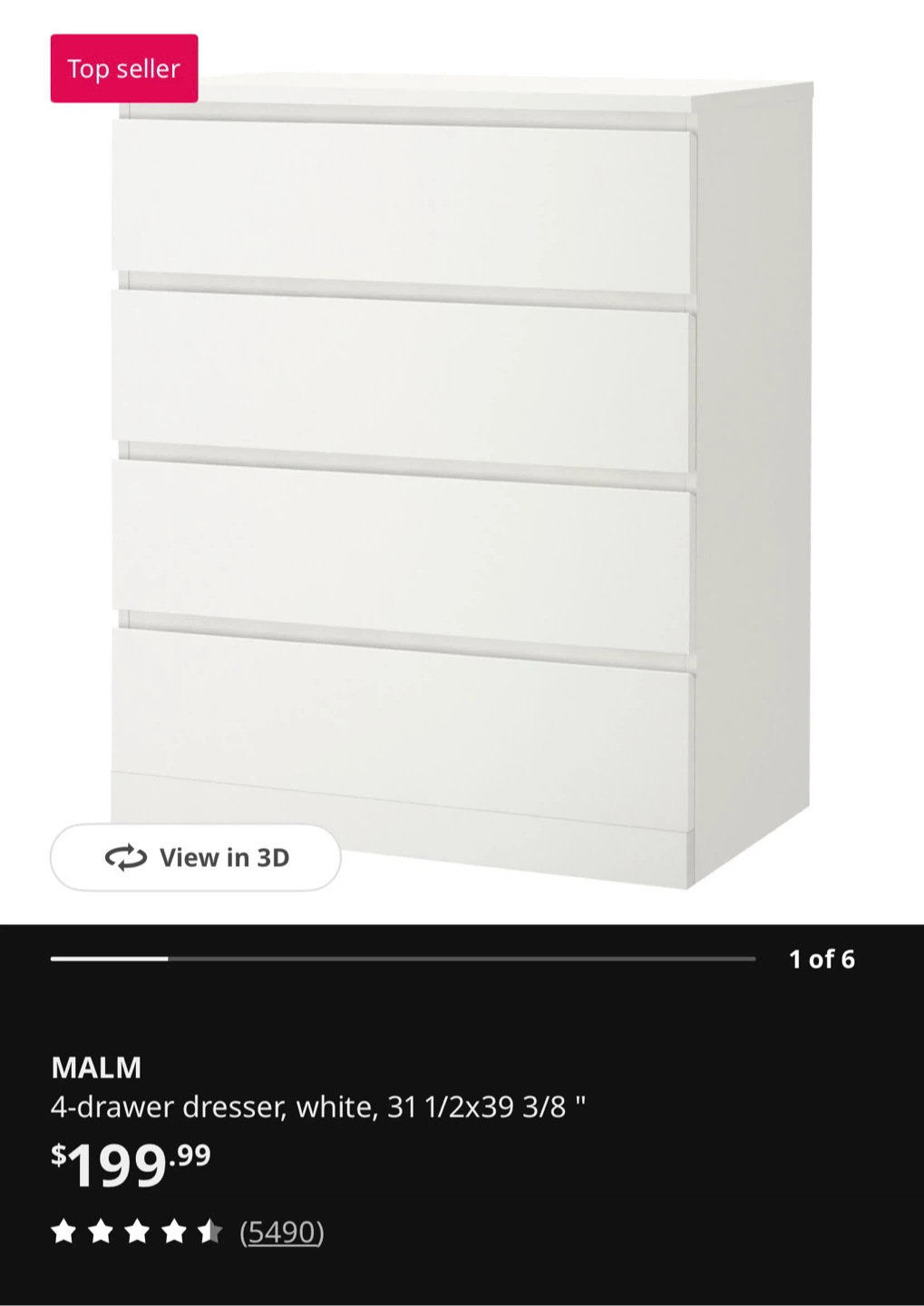 IKEA MALM 4-Drawer Dresser, White - photo 4