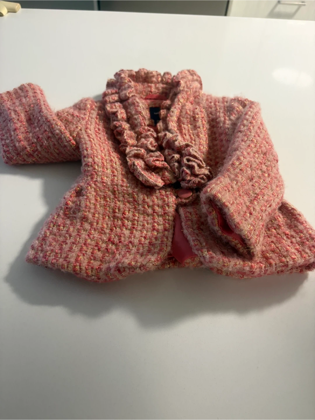 Veston bébé fille Gap rose doré à volants
