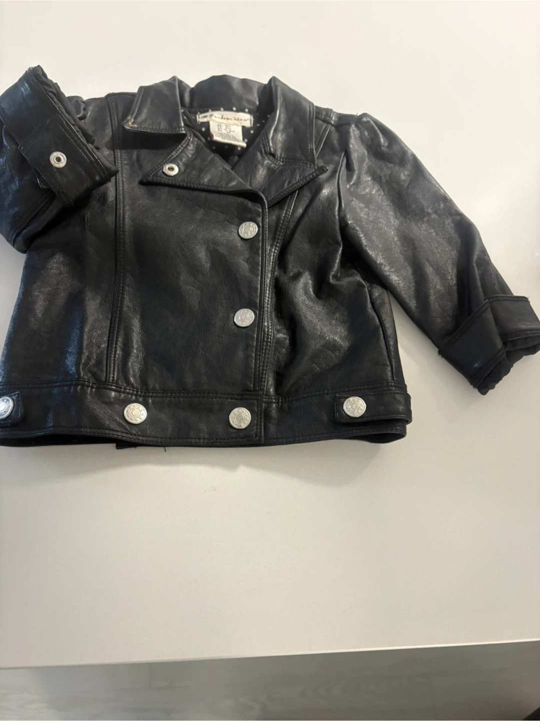 Veste en faux cuir Pandemonium noire pour bébé fille