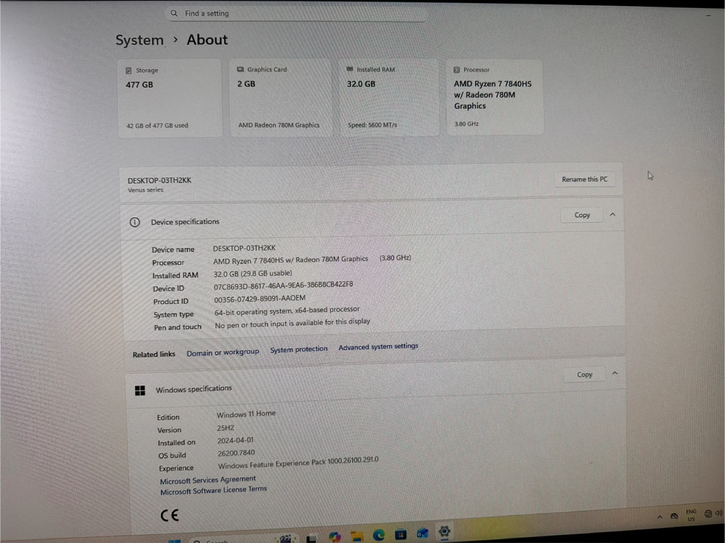 Minis Forum mini pc 32gb ram Ryzen 7 (7840HS)