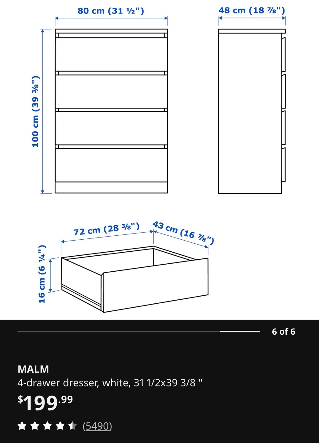 IKEA MALM 4-Drawer Dresser, White - photo 5