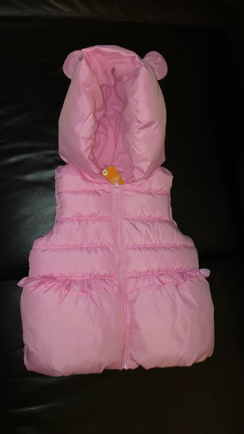 Pink Glitter Hooded Puffer Vest