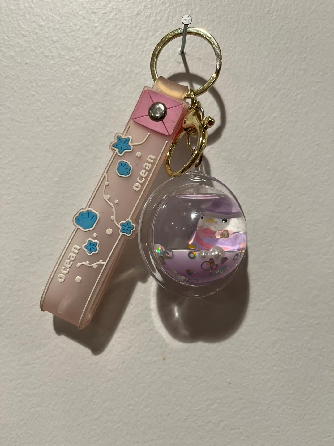 Penguin Glitter Water Globe Keychain