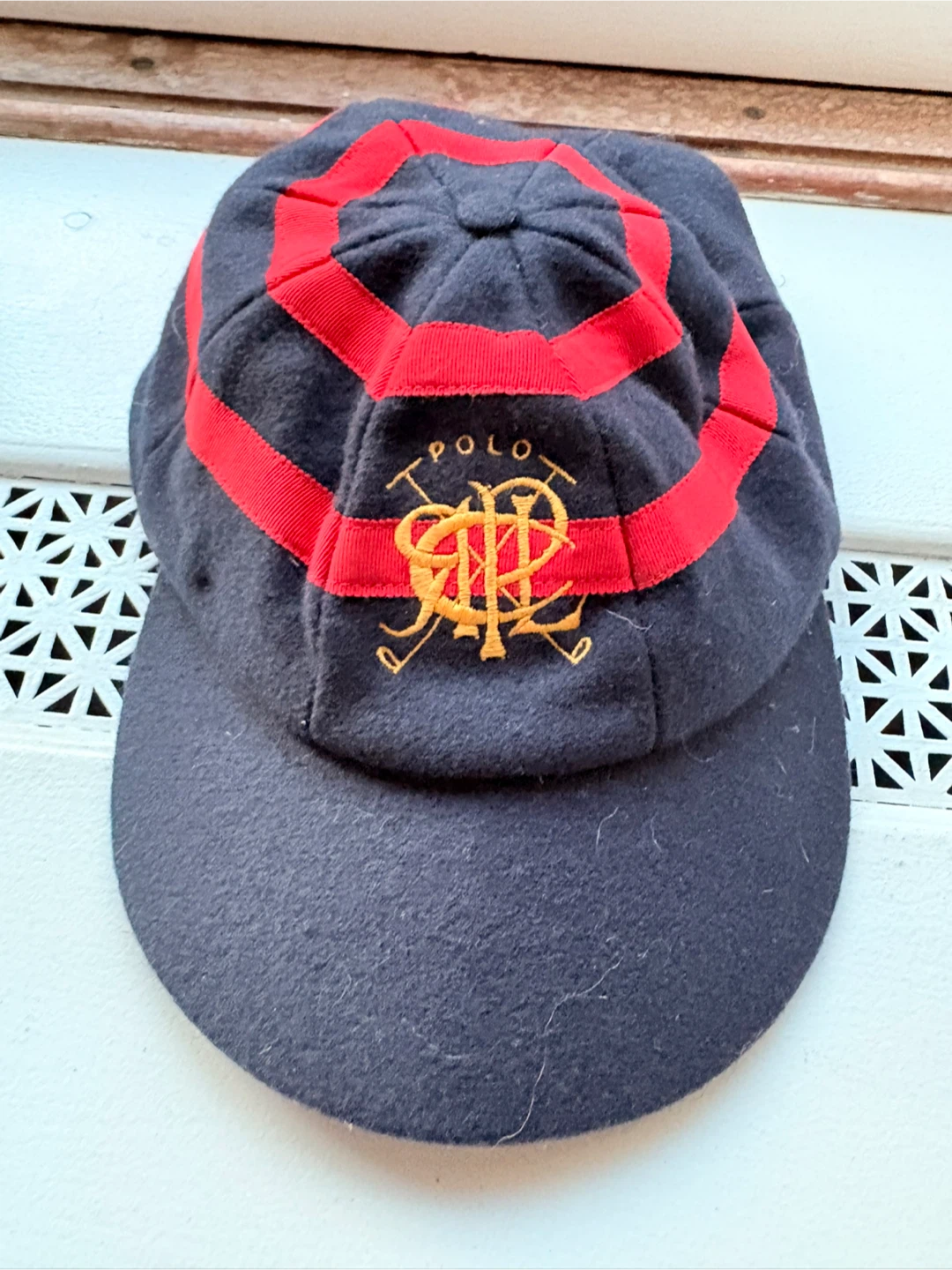 Polo by Ralph Lauren Wool Baseball Cap 7 1/4 Navy Red Golf Motif - photo 4