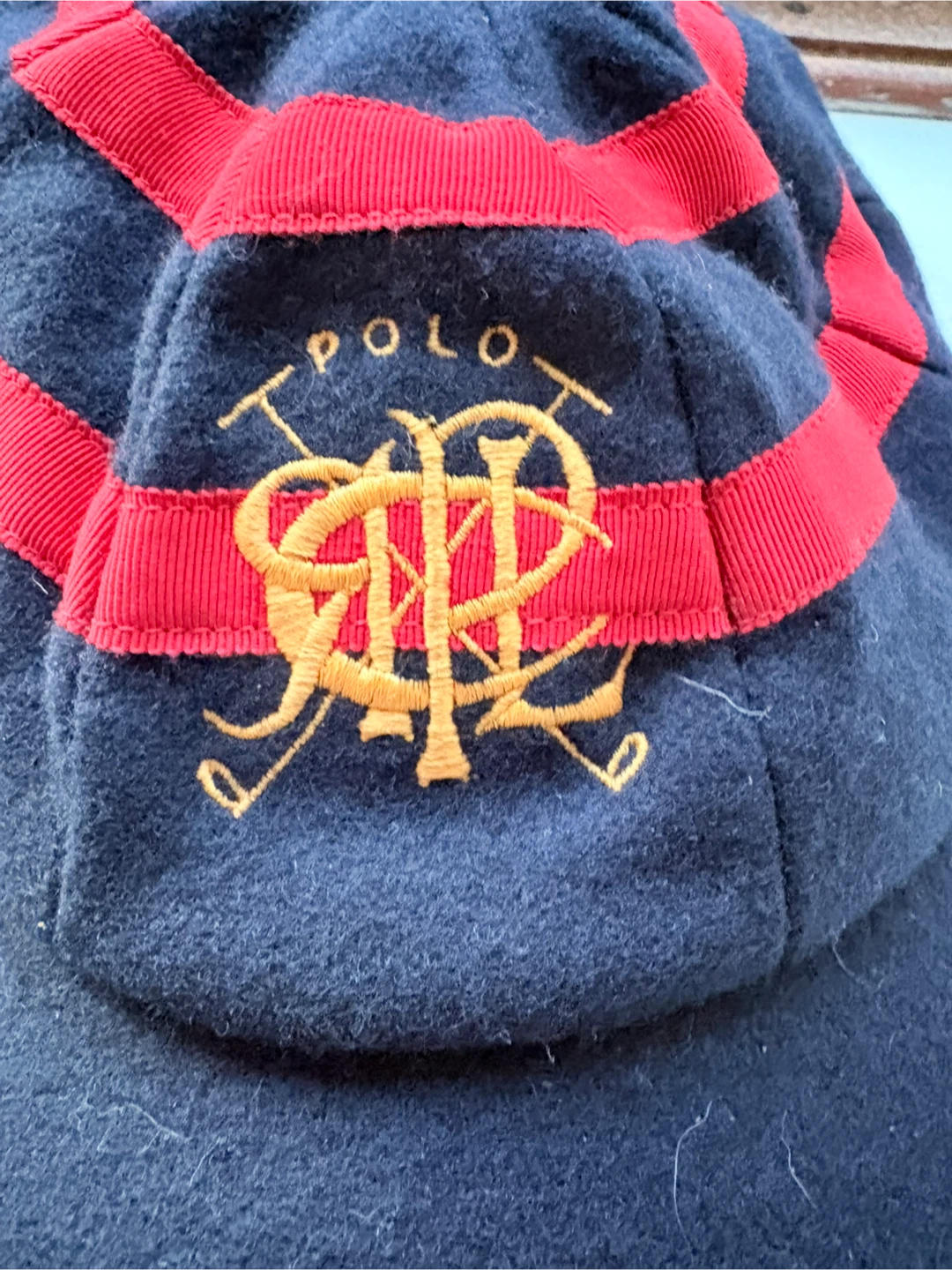 Polo by Ralph Lauren Wool Baseball Cap 7 1/4 Navy Red Golf Motif - photo 3