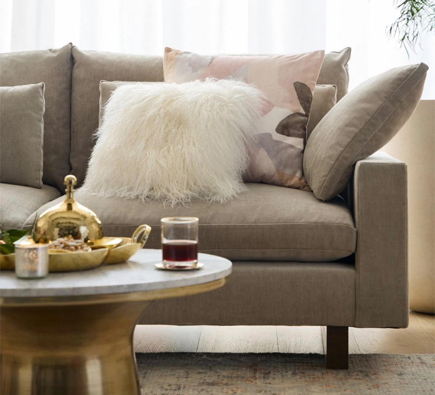 Set of 2 White West Elm Mongolian Lamb Pillows - photo 2