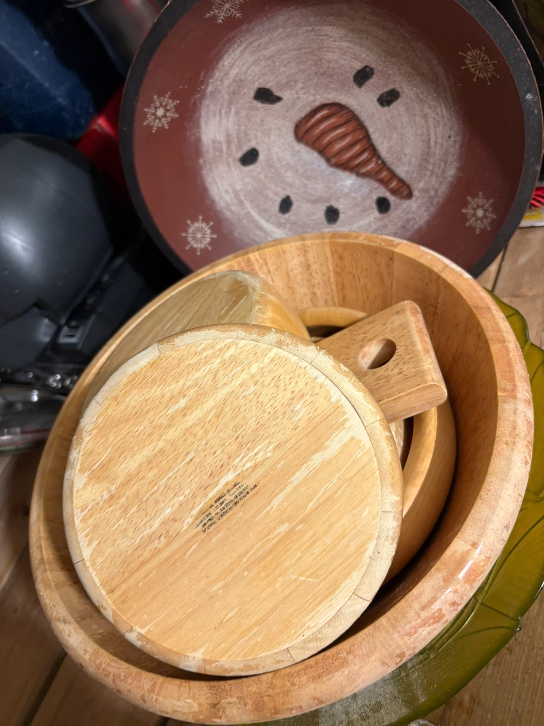 Decorative Khokhloma Spoons and Wooden Salad Bowl Set - photo 2
