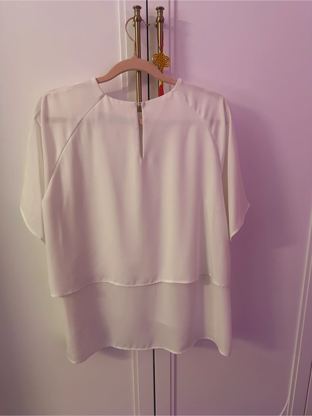 Zara Basic White Layered Blouse - Size Medium - photo 2