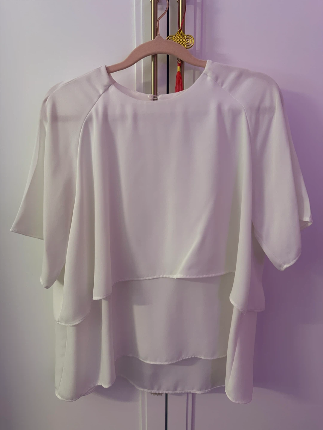Zara Basic White Layered Blouse - Size Medium