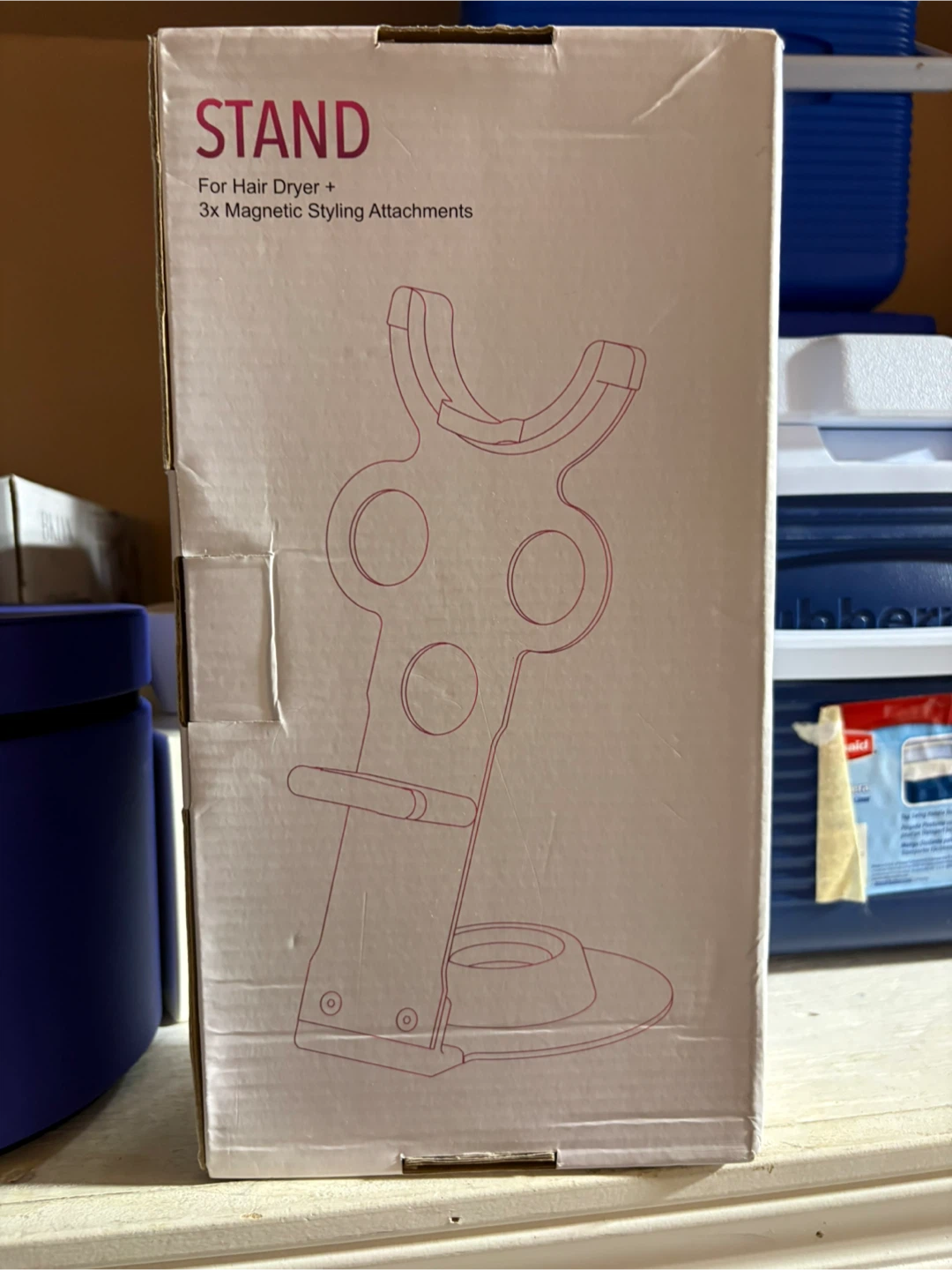 Hair Dryer Stand with Magnetic Styling Attachments