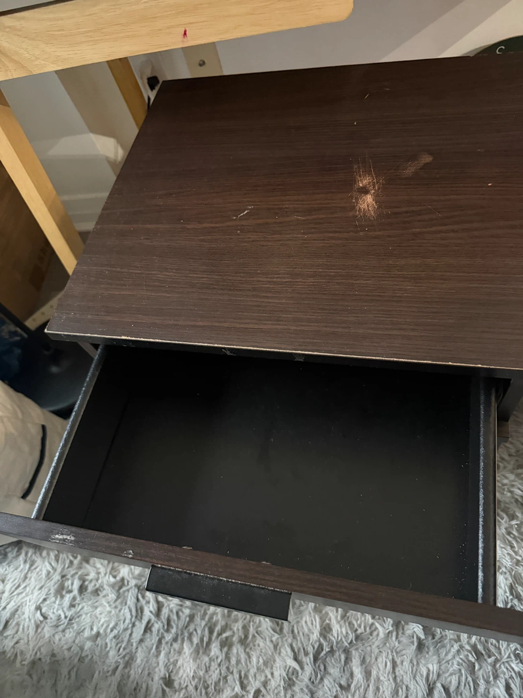 Dark Wood Nightstand with Drawer - photo 3