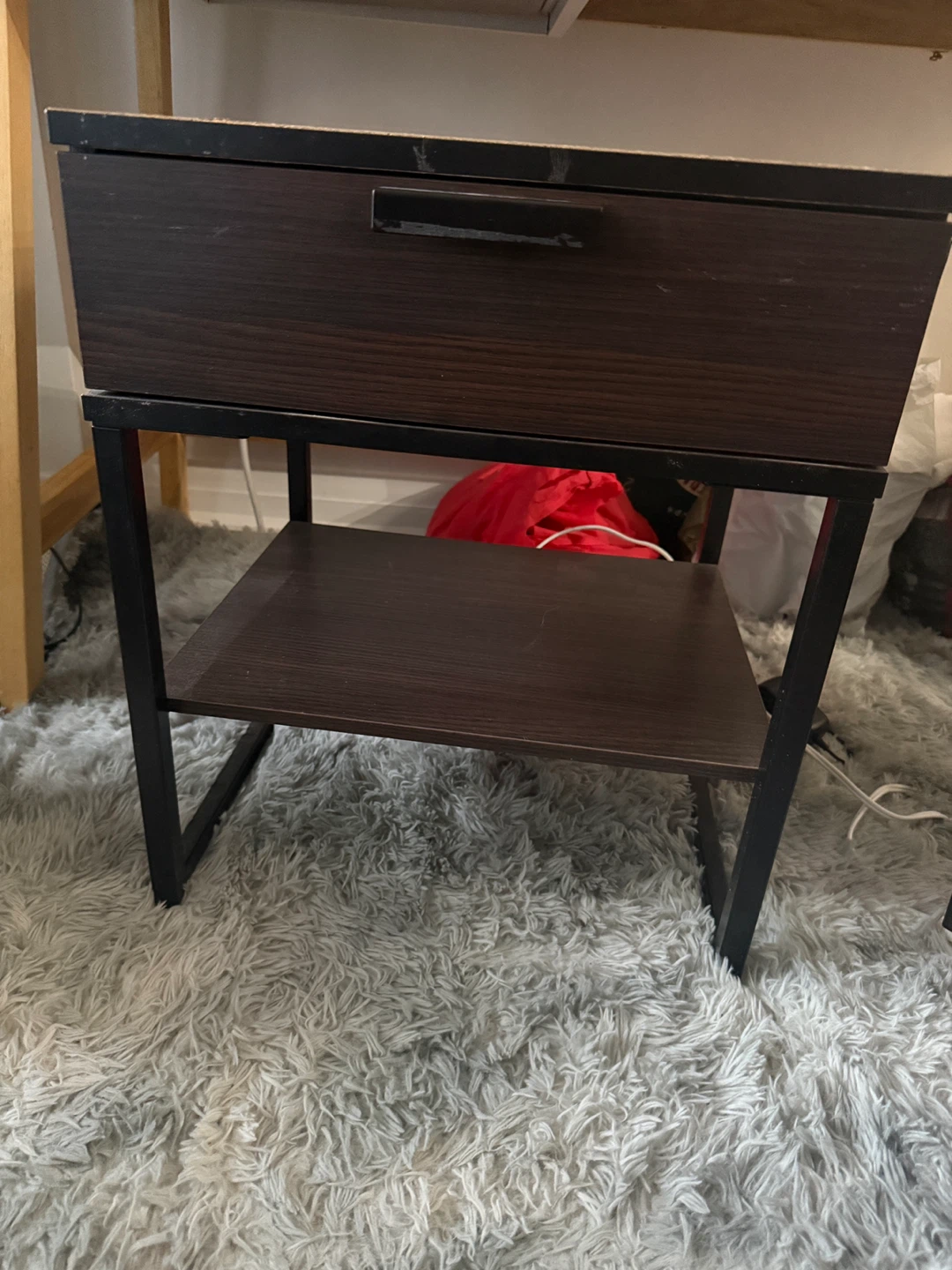 Dark Wood Nightstand with Drawer